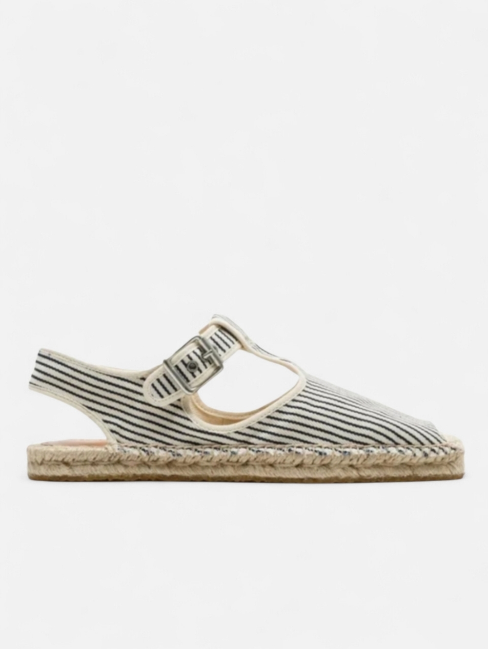 RE/DONE 70s T Strap Handcrafted Espadrilles Railroad Stripe Flats Sandal Jute 9